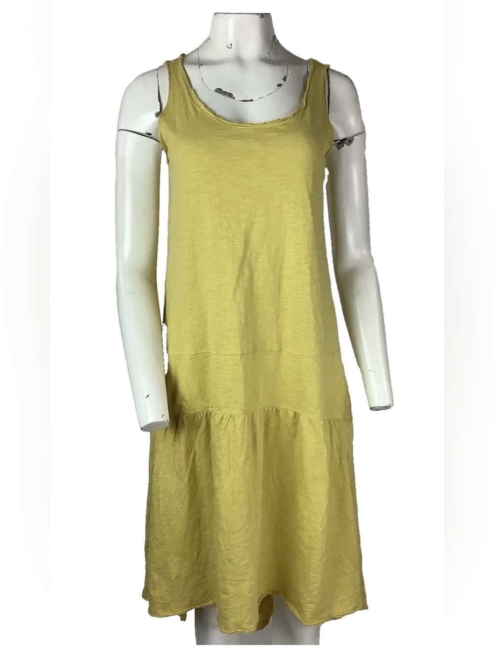 Sundance Sz XS 100% Cotton Tiered Ruffle Midi Flowy Summer Dress Yellow